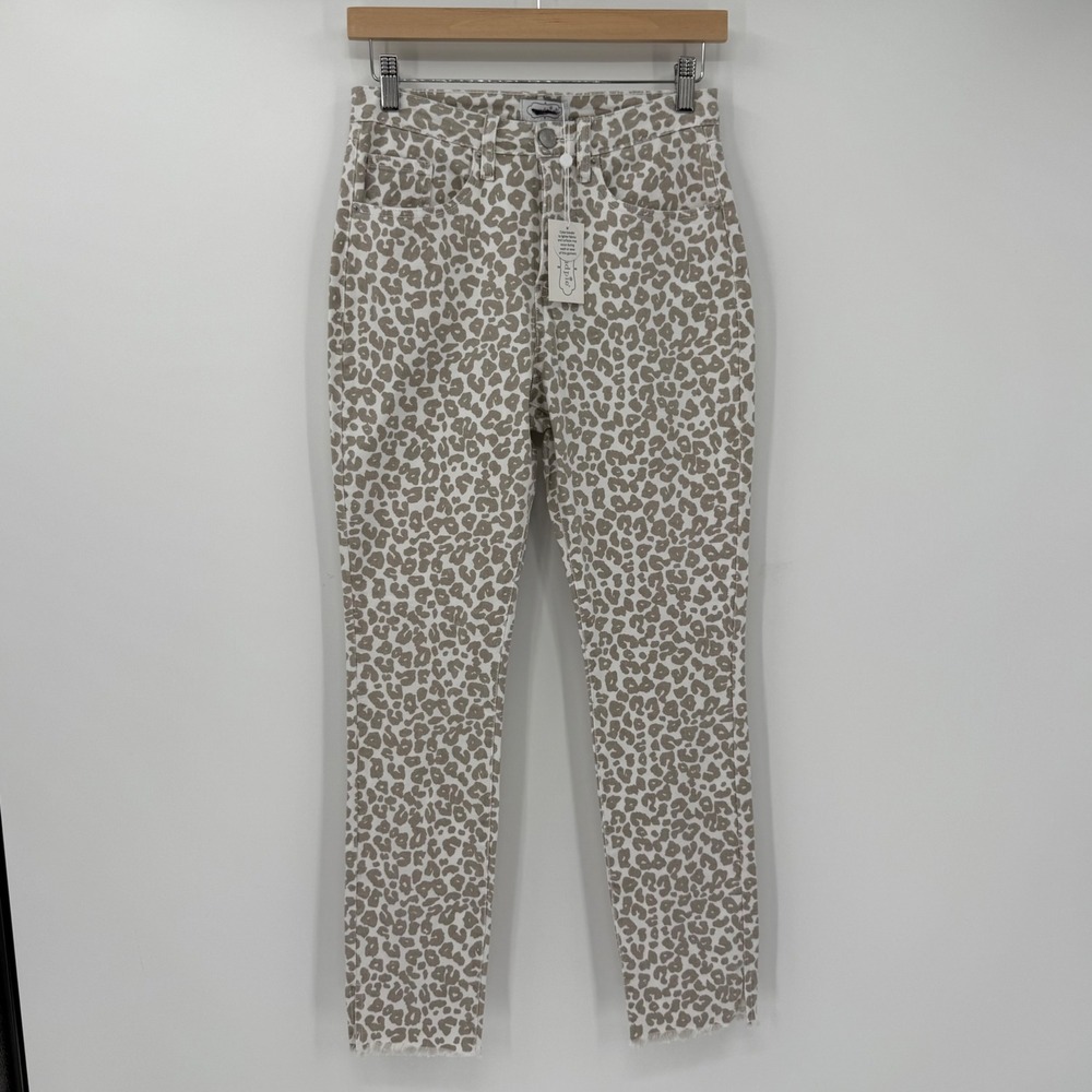NWT Mud Pie Leopard Print Frayed Hem Ankle Pants Size Small